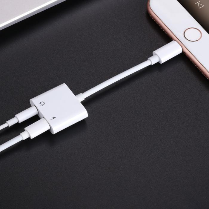 Bild 3, Joyroom Lightning Till Lightning Hona Ljud Adapter - Vit