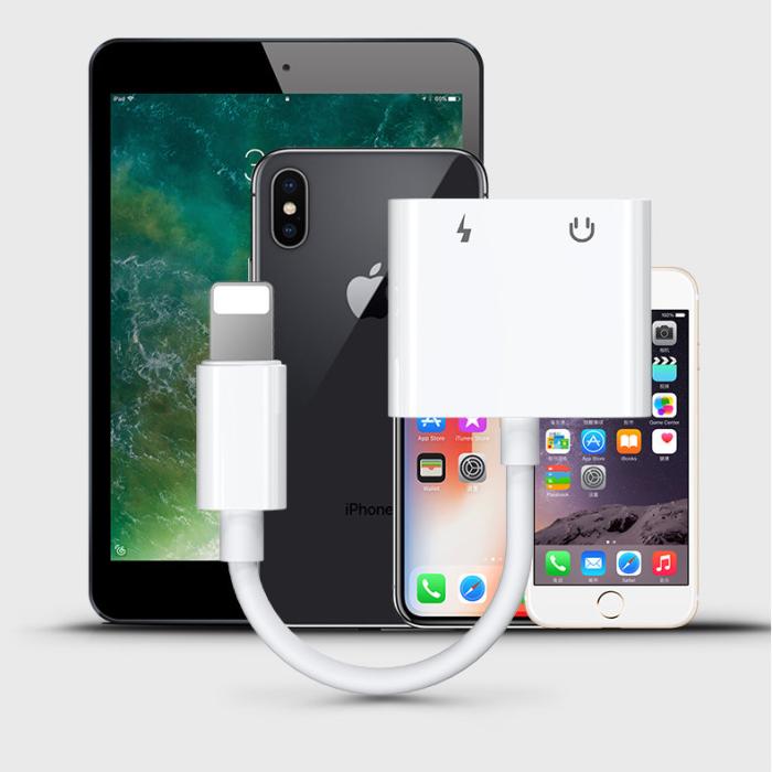 Bild 4, Joyroom Lightning Till Lightning Hona Ljud Adapter - Vit