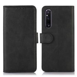 Sony Xperia 1 V Fodral Solid Läder Svart