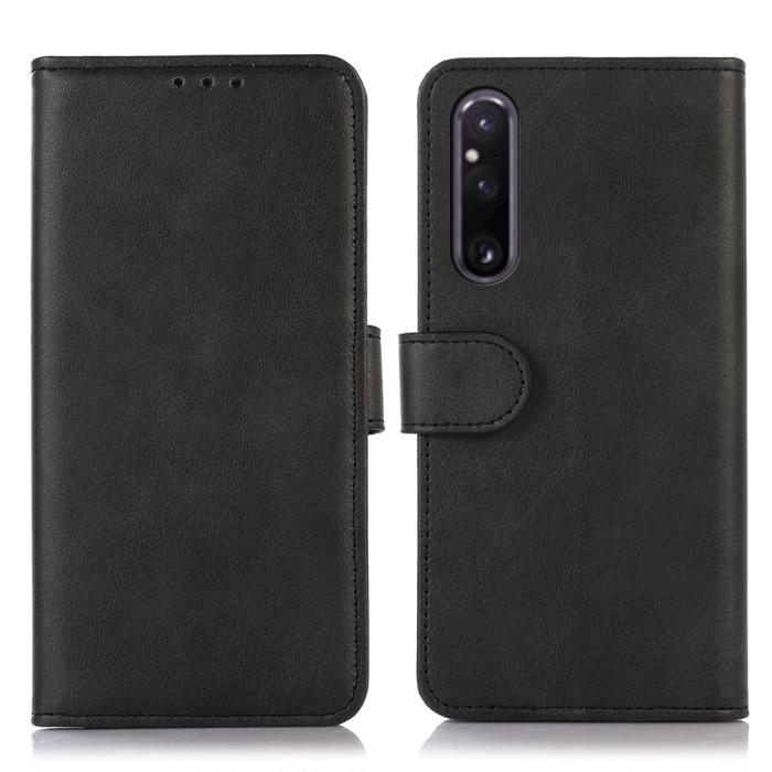 Bild 1, Sony Xperia 1 V Fodral Solid Läder Svart