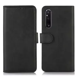 Sony Xperia 1 V Fodral Solid Läder Svart