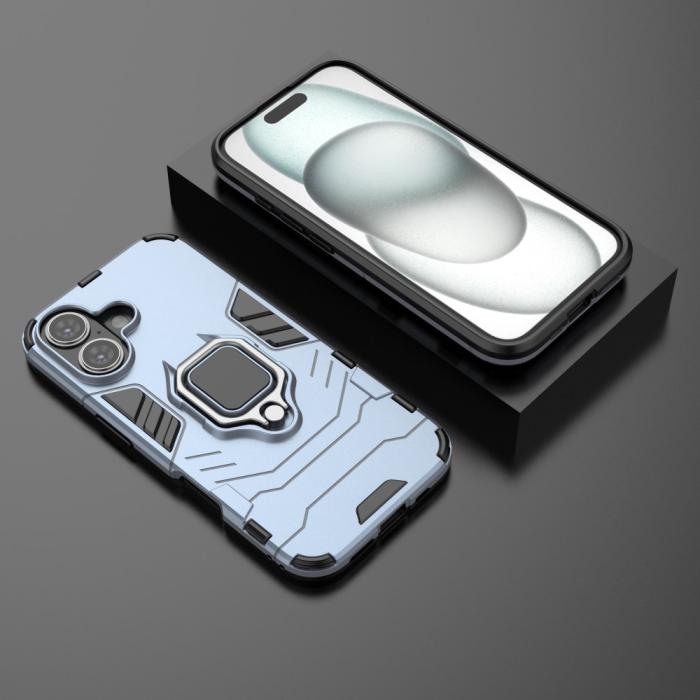 Bild 6, iPhone 16 Skal Hybrid Ring Armor Blå