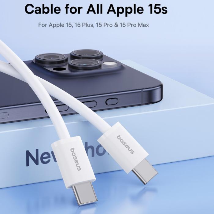 Bild 2, Baseus 1m 30W PD USB-C - USB-C Kabel Superior Series 2 Vit
