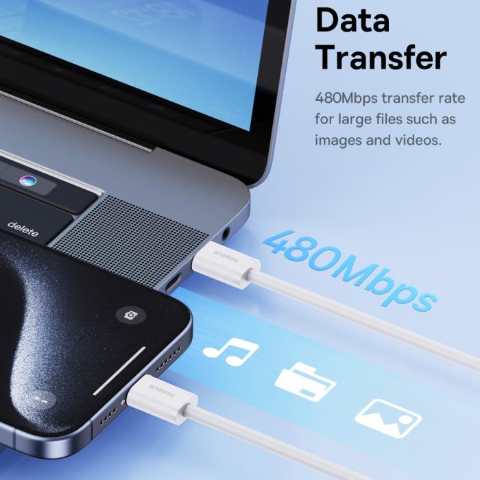 Bild 5, Baseus 1m 30W PD USB-C - USB-C Kabel Superior Series 2 Vit