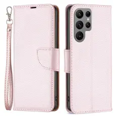 Samsung Galaxy S23 Ultra Fodral Litchi Shark Ros&eacute;guld