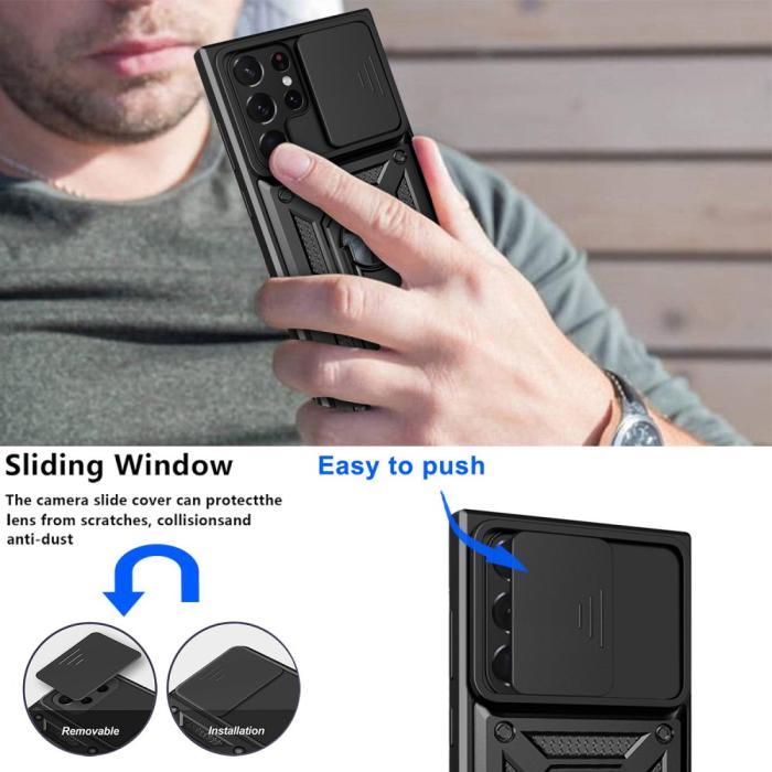Bild 4, Samsung Galaxy S23 Ultra Skal Ring CamShield Svart