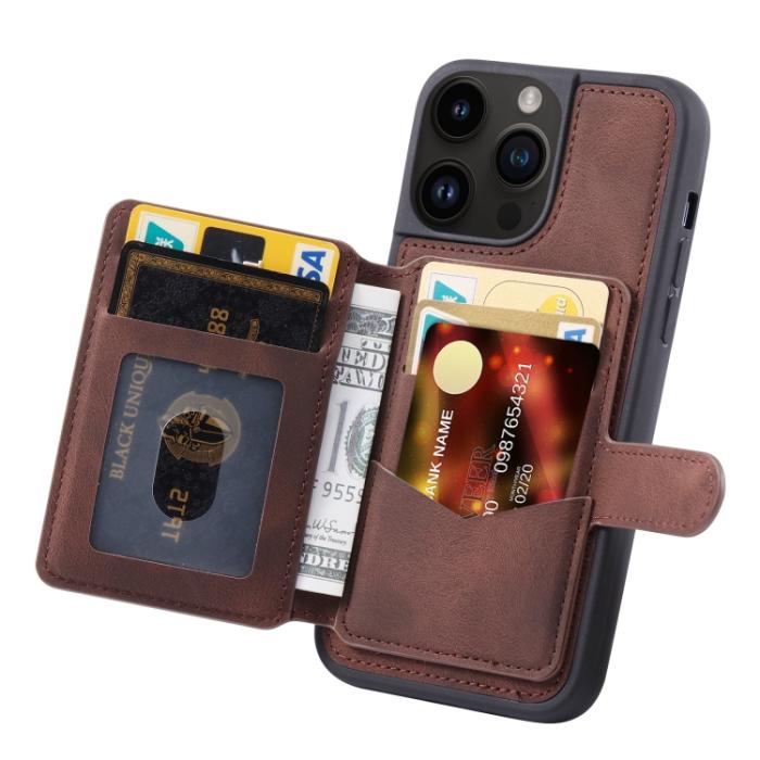 Bild 3, iPhone 15 Pro Skal RFID Med Plånboksfunktion Brun
