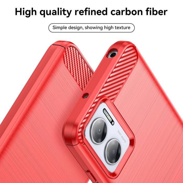 Bild 5, Xiaomi Redmi 10 5G Skal Borstad Stål Textur Röd