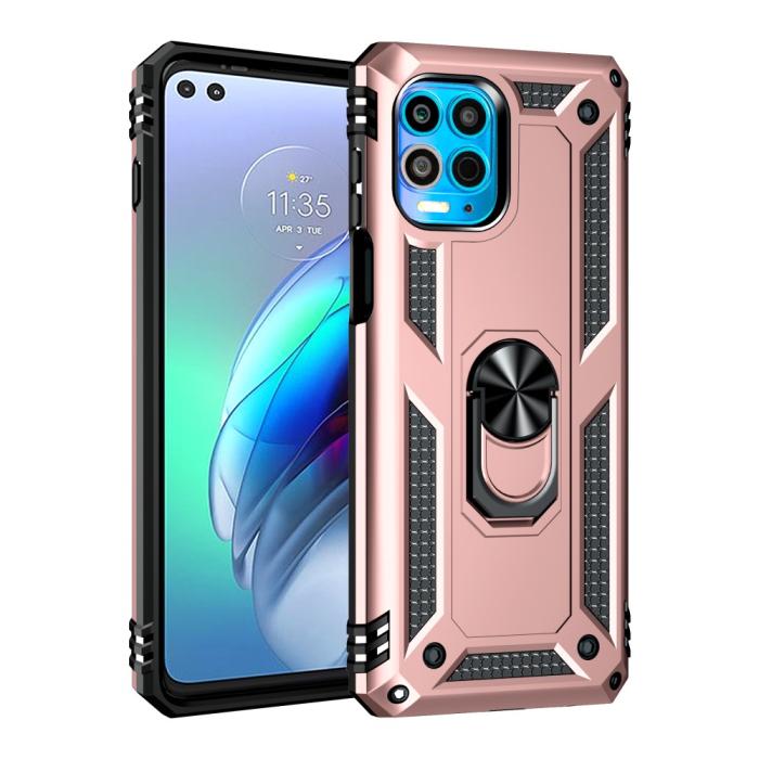 Bild 2, Motorola Moto G100 Skal Hybrid Ring Skal Roséguld