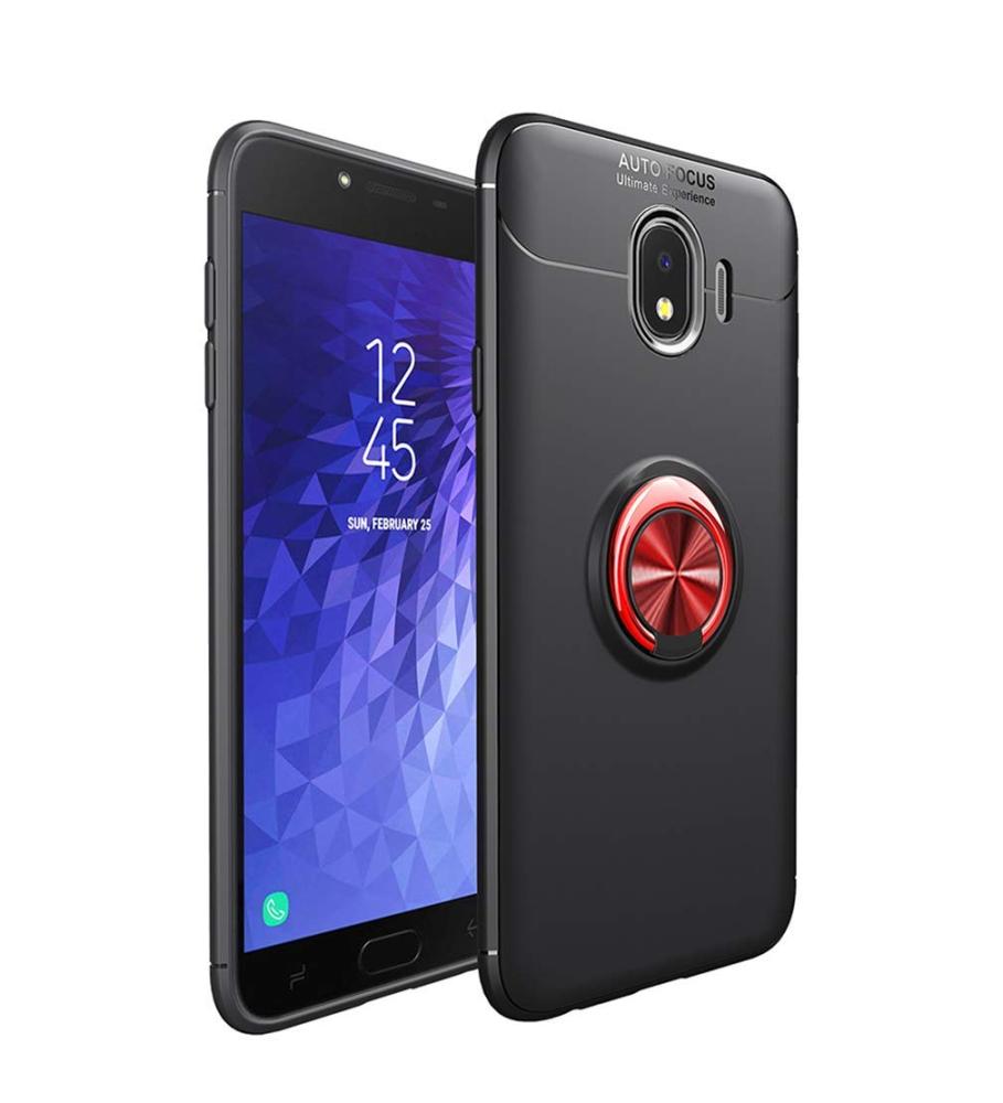 Samsung J4 Plus - Ring Skal - Svart/Röd