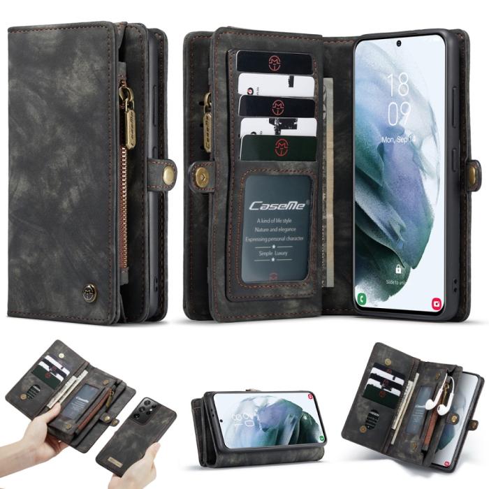 Bild 2, Samsung Galaxy S21 Ultra - CASEME 2-i-1 Multifunktionellt Plånboksfodral - Svart