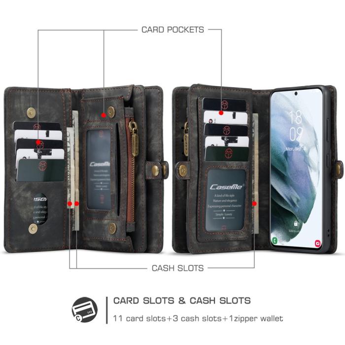 Bild 4, Samsung Galaxy S21 Ultra - CASEME 2-i-1 Multifunktionellt Plånboksfodral - Svart