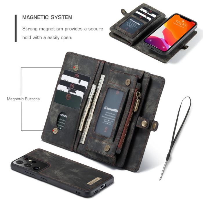 Bild 5, Samsung Galaxy S21 Ultra - CASEME 2-i-1 Multifunktionellt Plånboksfodral - Svart