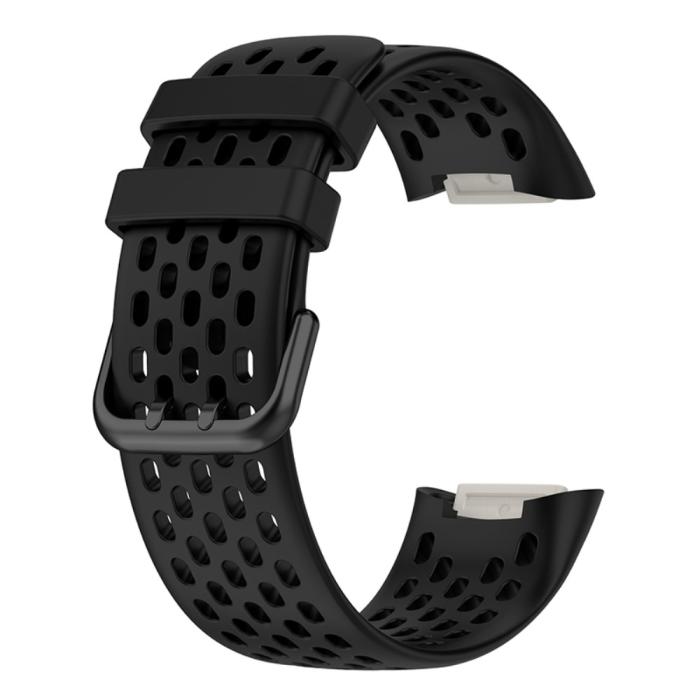 Bild 1, Fitbit Charge 6 / 5 Armband Silikon Ihåligt Svart