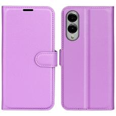 Samsung Galaxy S25 Edge Fodral Litchi L&auml;der Lila
