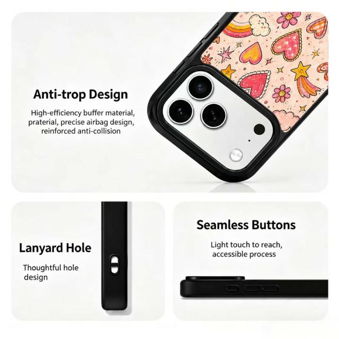 Bild 3, iPhone 18 Pro / 17 Pro Skal MagSafe UV-Mönster Hjärtan