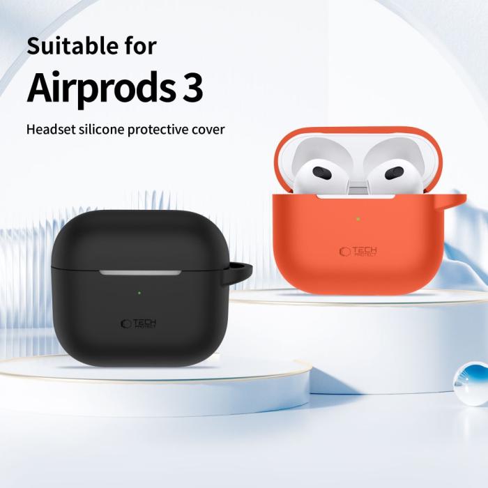 Bild 3, Tech-Protect AirPods 3 Skal Silikon Hook Crayon Grey