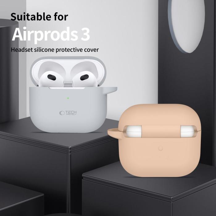 Bild 4, Tech-Protect AirPods 3 Skal Silikon Hook Crayon Grey