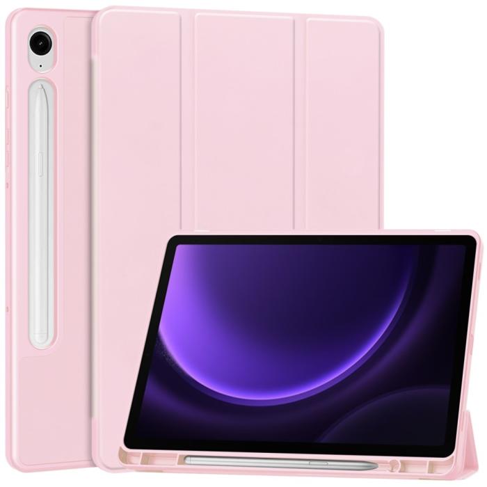 Bild 1, Samsung Galaxy Tab S9 FE Fodral Läder Pennhållare Rosa