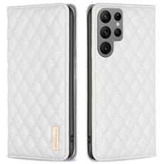 BINFEN Galaxy S25 Ultra Fodral Flip Diamond L&auml;der Vit