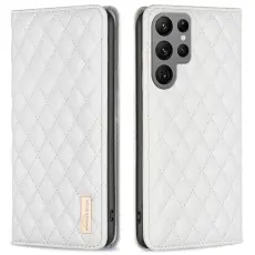 BINFEN Galaxy S25 Ultra Fodral Flip Diamond L&auml;der Vit