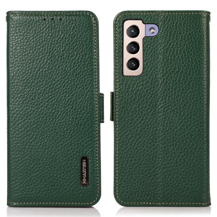 Bild 1, KHAZNEH Galaxy S23 Plus Fodral Litchi Äkta Läder Grön