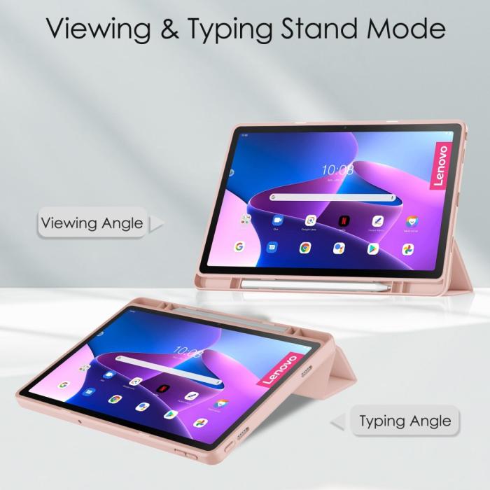 Bild 2, Lenovo Tab M10 Plus Gen 3 Fodral Tri-Fold Hybrid Ljus Rosa