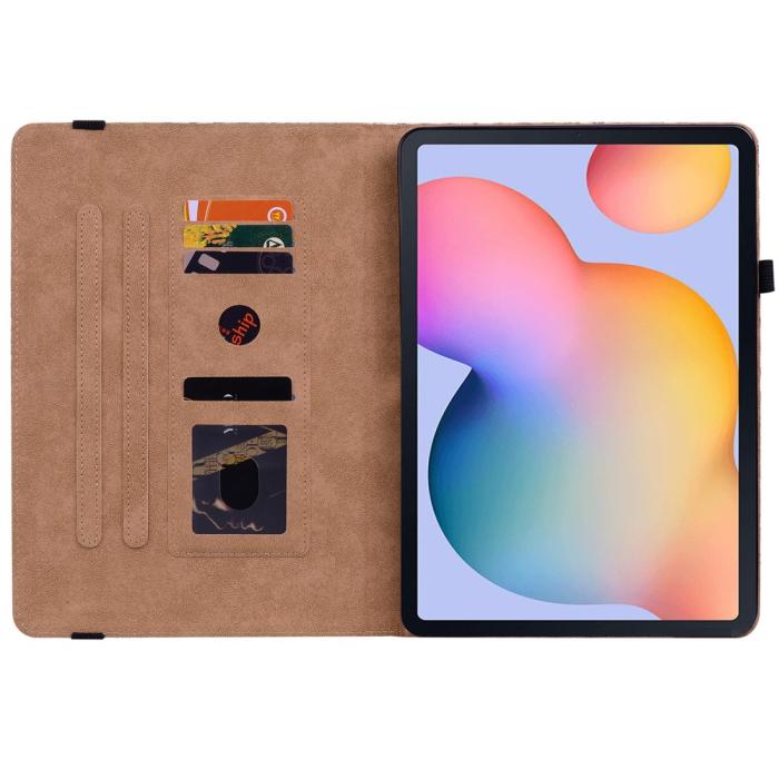 Bild 6, Samsung Galaxy Tab S6 Lite Fodral Vävd Textur Brun