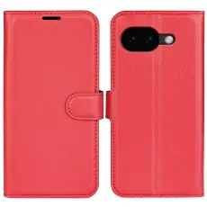 Google Pixel 10a Fodral Litchi L&auml;der R&ouml;d