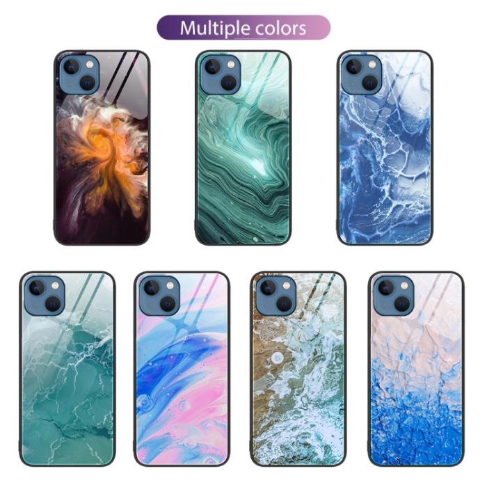 Bild 2, iPhone 14 Skal Marmor Härdat Glas Beach