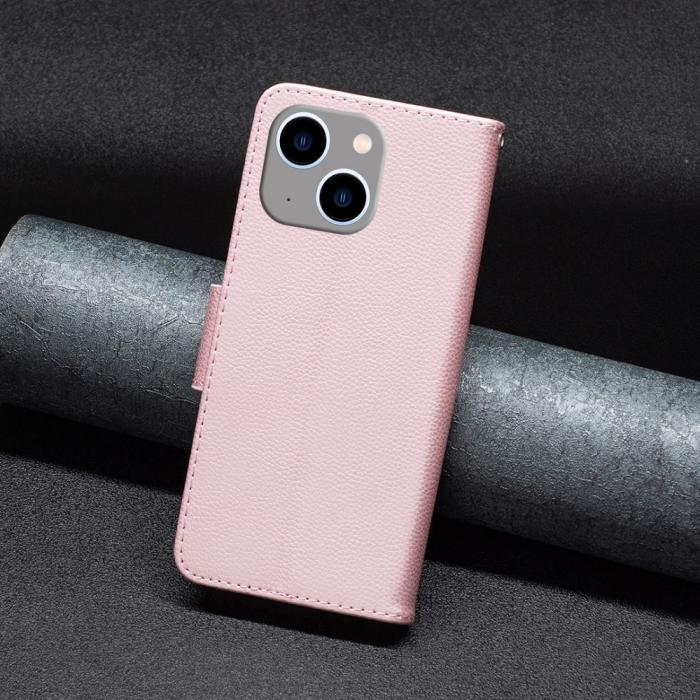 Bild 5, iPhone 15 Plus Fodral Shark Litchi Läder Roséguld