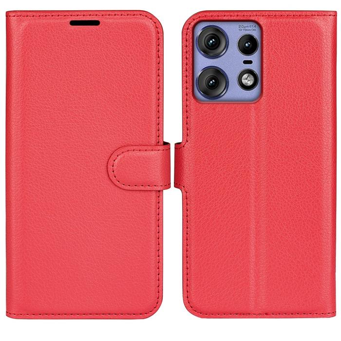 Bild 1, Motorola Edge 50 Pro 5G Litchi Läder Fodral Röd