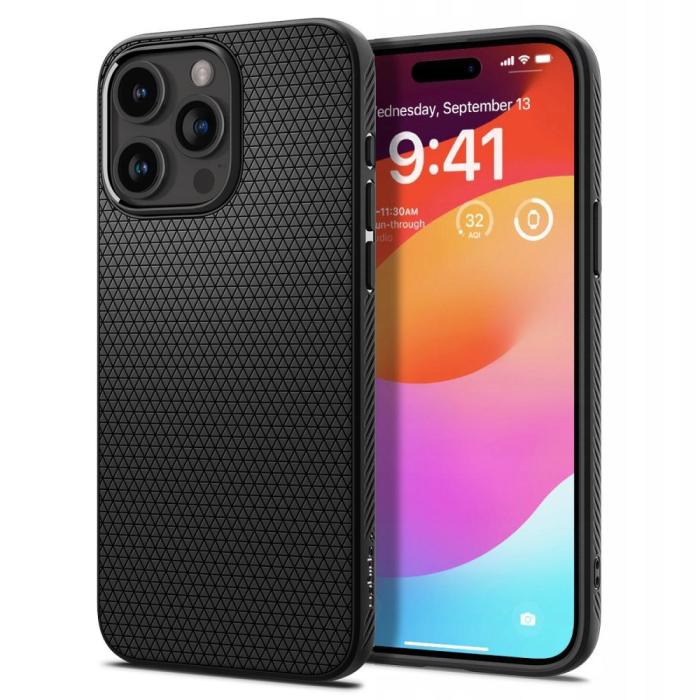 Bild 1, Spigen iPhone 15 Pro Skal Liquid Air Matt Svart