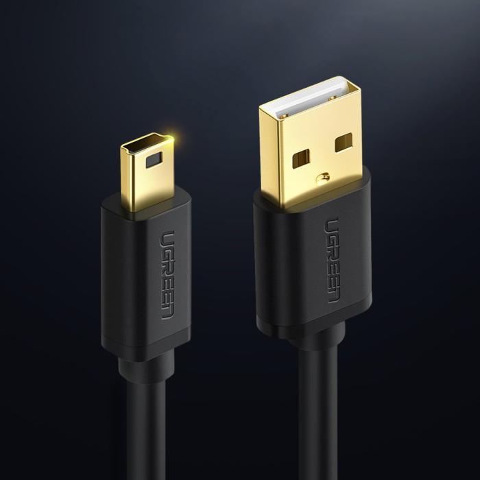 Bild 2, Ugreen 1m USB-A - USB Mini-B 5 Pin Laddningskabel Svart
