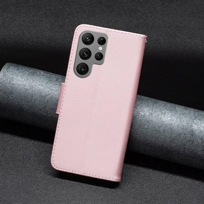 Bild 5, Samsung Galaxy S23 Ultra Fodral Litchi Shark Roséguld