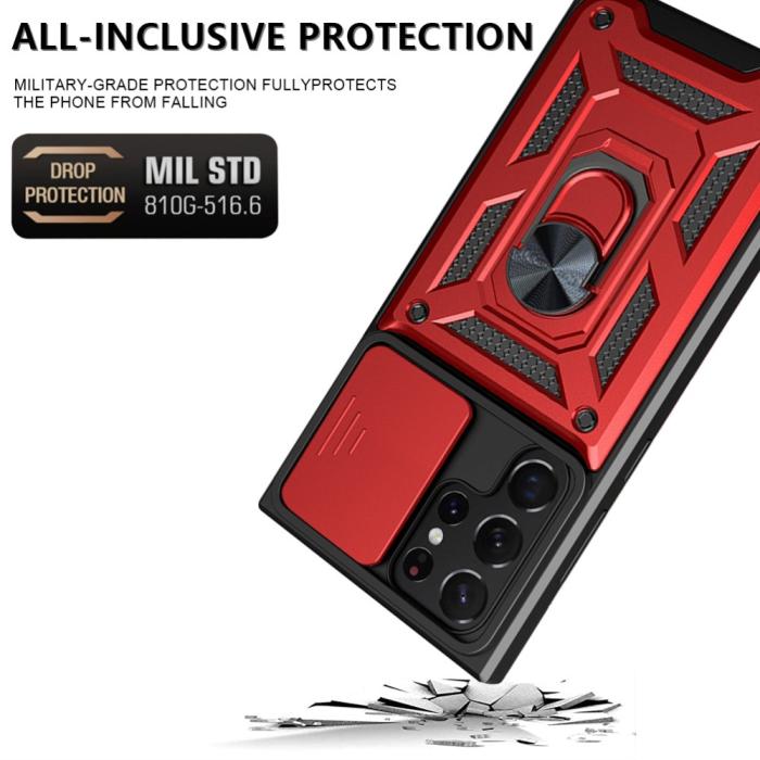 Bild 2, Samsung Galaxy S23 Ultra Skal Ring CamShield Röd