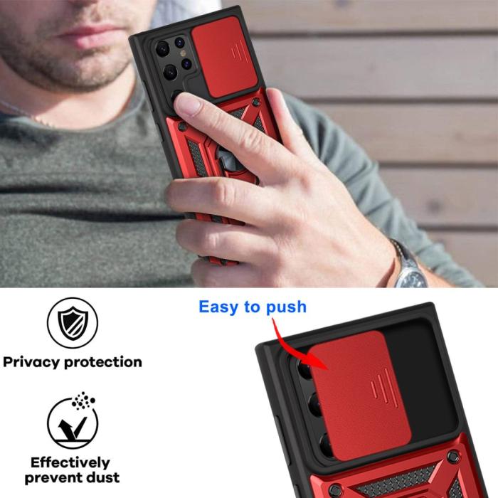 Bild 4, Samsung Galaxy S23 Ultra Skal Ring CamShield Röd