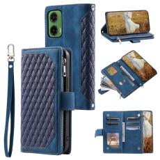 Motorola Moto G35 5G Pl&aring;nboksfodral Rhombus L&auml;der Bl&aring;