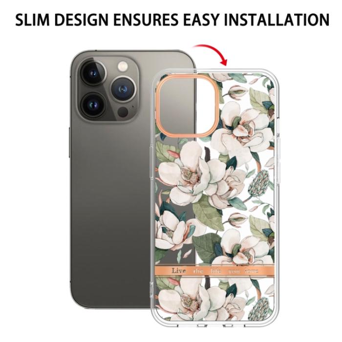 Bild 2, iPhone 15 Pro Skal Med Tryck Grön Gardenia
