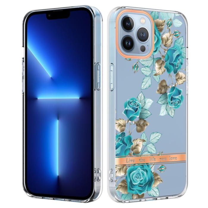 Bild 1, iPhone 15 Pro Skal Med Tryck Blåa Rosor