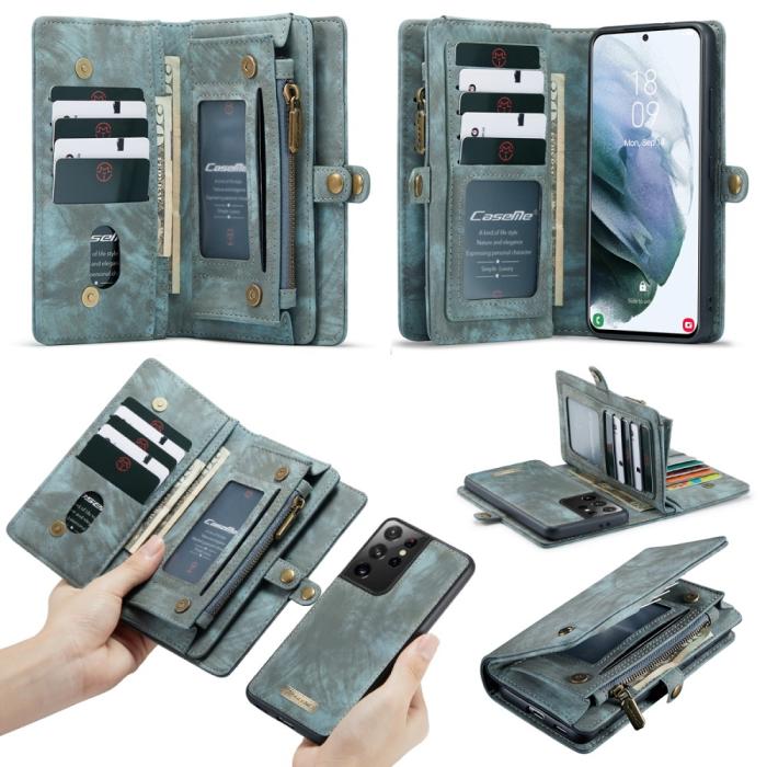 Bild 1, Samsung Galaxy S21 Ultra - CASEME 2-i-1 Multifunktionellt Plånboksfodral - Grön