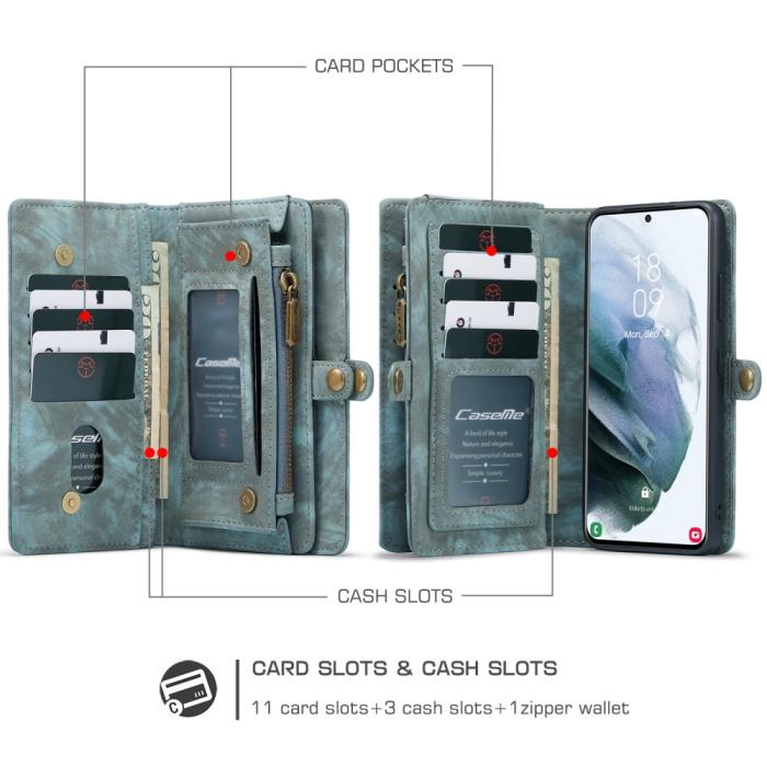 Bild 2, Samsung Galaxy S21 Ultra - CASEME 2-i-1 Multifunktionellt Plånboksfodral - Grön