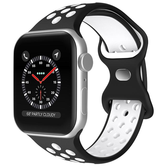 Bild 2, Sportarmband Dual-Color Apple Watch 42/44/45/49 mm (M/L) Svart/Vit