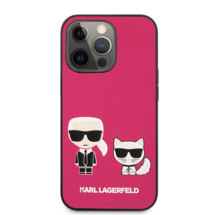 Bild 2, Karl Lagerfeld iPhone 13 Pro Skal Karl & Choupette PU Läder Fuchsia
