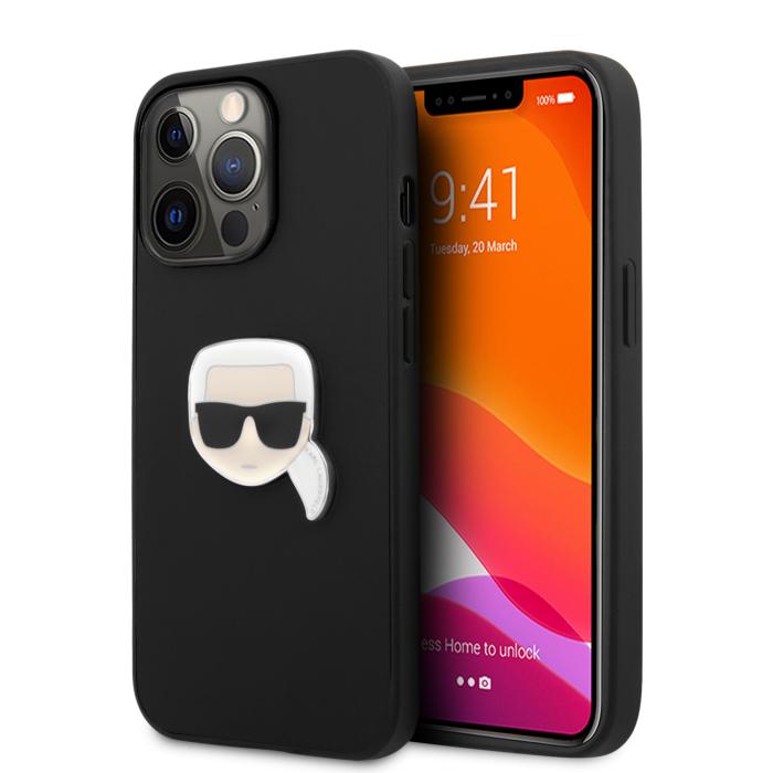 Bild 1, Karl Lagerfeld iPhone 13 Pro Skal PU Läder Karl Head Svart