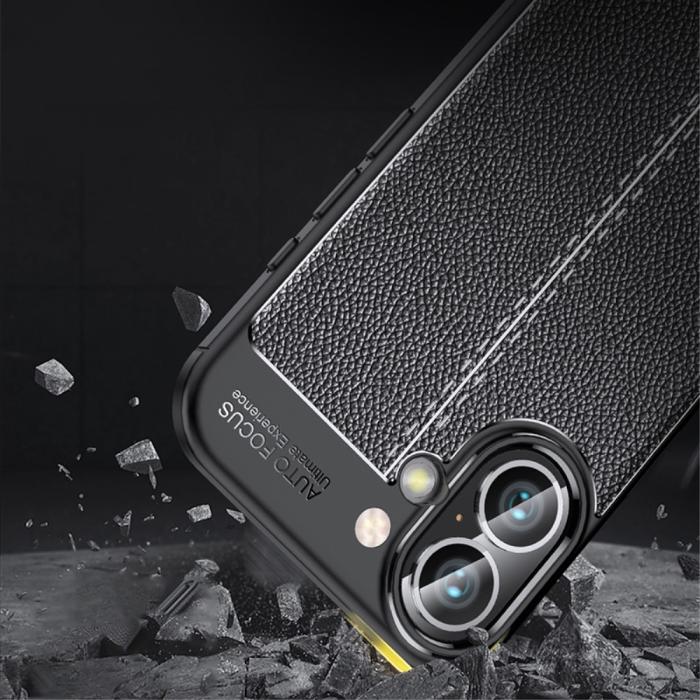 Bild 4, iPhone 16 Plus Skal Med Litchi Textur Blå