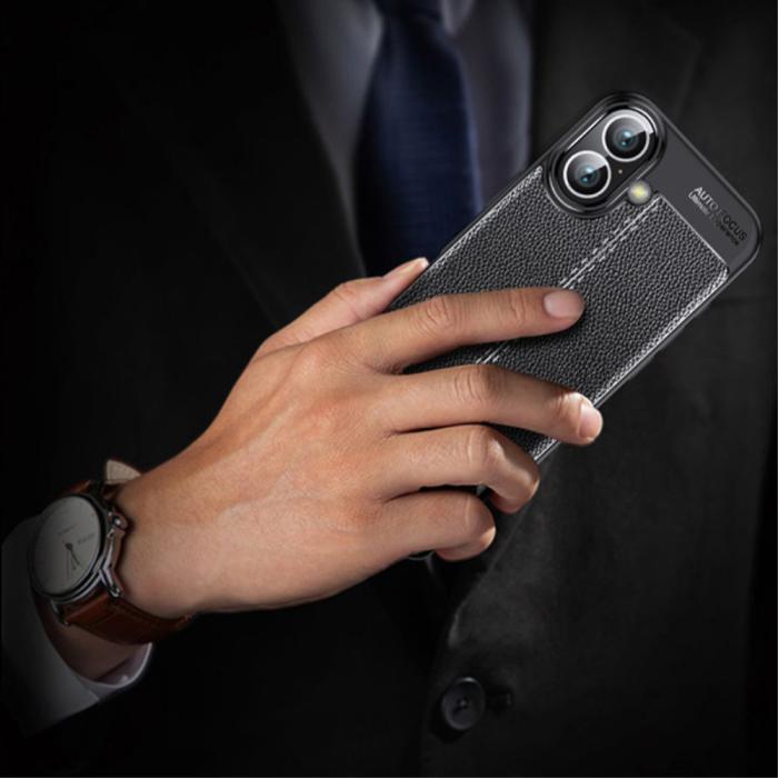 Bild 5, iPhone 16 Plus Skal Med Litchi Textur Blå