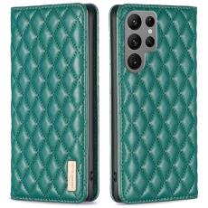 BINFEN Galaxy S25 Ultra Fodral Flip Diamond L&auml;der Gr&ouml;n