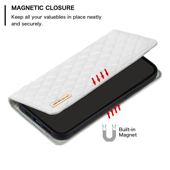 Bild 4, BINFEN Galaxy S25 Ultra Fodral Flip Diamond Läder Vit