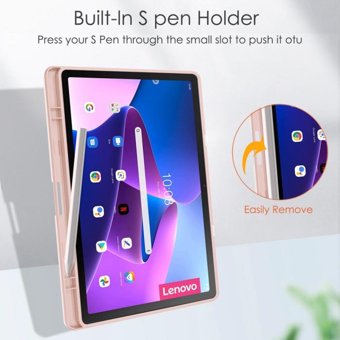 Bild 3, Lenovo Tab M10 Plus Gen 3 Fodral Tri-Fold Hybrid Ljus Rosa